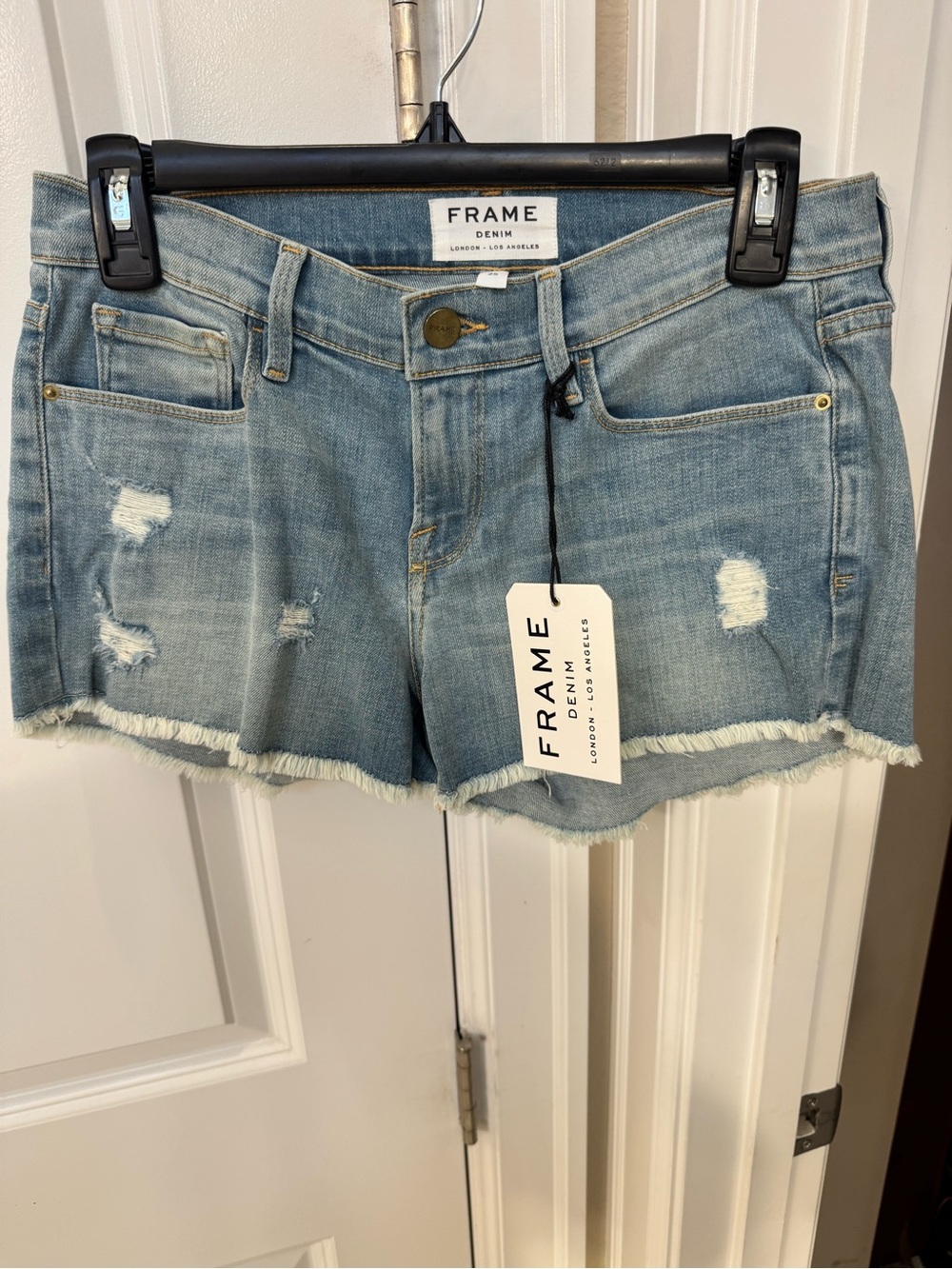 Frame Denim Light Blue High-Rise Jean Shorts